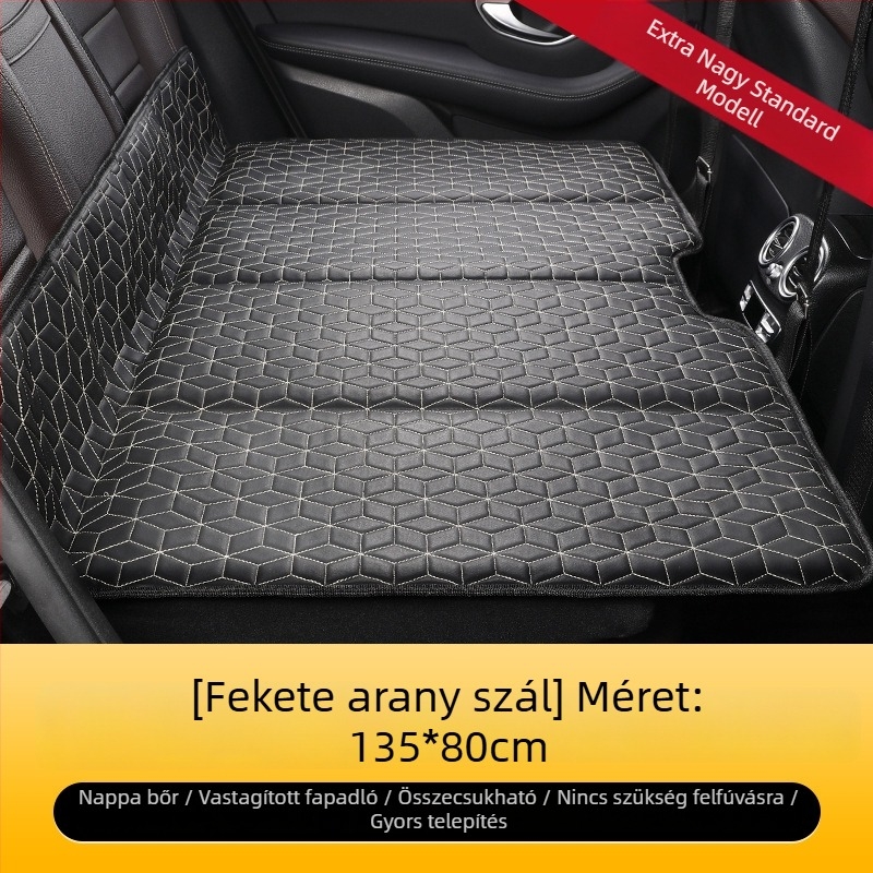 SUV-hoz autó utazóágy, nem fújható, összecsukható hátsó üléspárna, Nappa bőr felület, logó nyomtatás