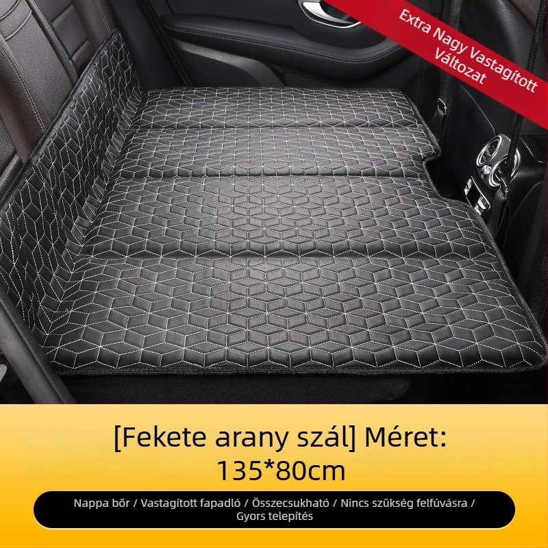 SUV-hoz autó utazóágy, nem fújható, összecsukható hátsó üléspárna, Nappa bőr felület, logó nyomtatás