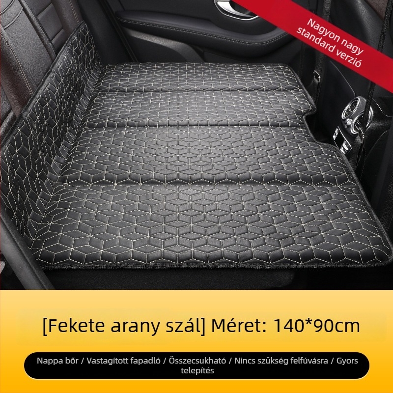 SUV-hoz autó utazóágy, nem fújható, összecsukható hátsó üléspárna, Nappa bőr felület, logó nyomtatás