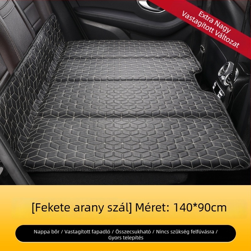 SUV-hoz autó utazóágy, nem fújható, összecsukható hátsó üléspárna, Nappa bőr felület, logó nyomtatás
