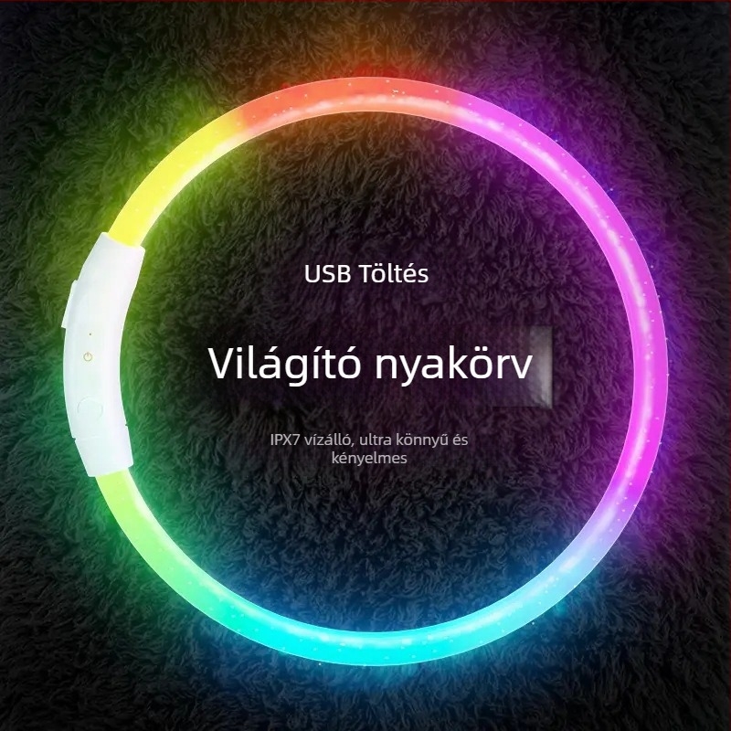 USB-töltésű LED kutya nyakörv, univerzális illeszkedés, minden évszakban, INS stílus (USB töltés; Univerzális illeszkedés; Minden évszakban)