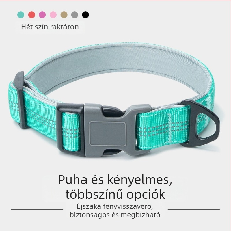 Új nylon kutya nyakörv, nagy, közepes és kicsi méretekben, fényvisszaverő, kültéri használatra