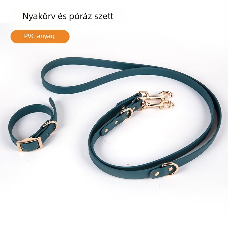 Puha PVC háziállat nyakörv és póráz készlet, vízálló és szennyeződésálló, kültéri kutyapóráz, állítható nyakörv, testre szabható