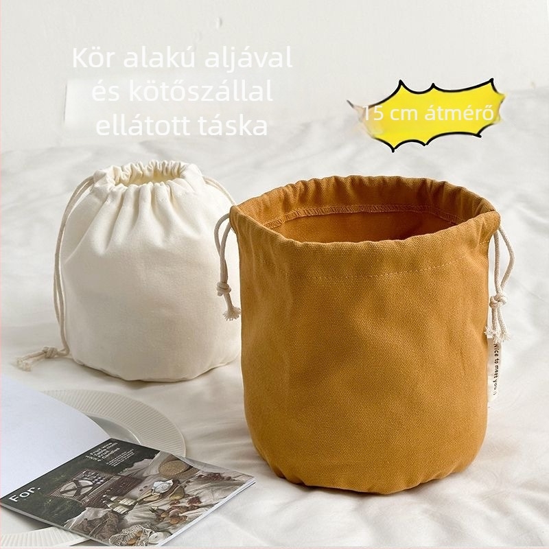 Kozmetikai táska - hengeres formájú, vászon, sokfunkciós (Cylindrical, Canvas, Multipurpose, Travel, Makeup storage)