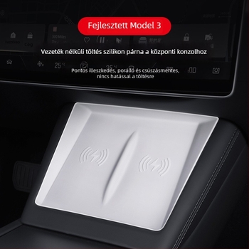 Szilikon központi konzol párna Tesla Model 3 (2023) — csúszásgátló, Pure márka, nyomtatott logó