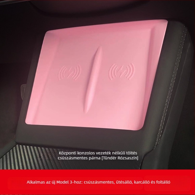 Szilikon központi konzol párna Tesla Model 3 (2023) — csúszásgátló, Pure márka, nyomtatott logó