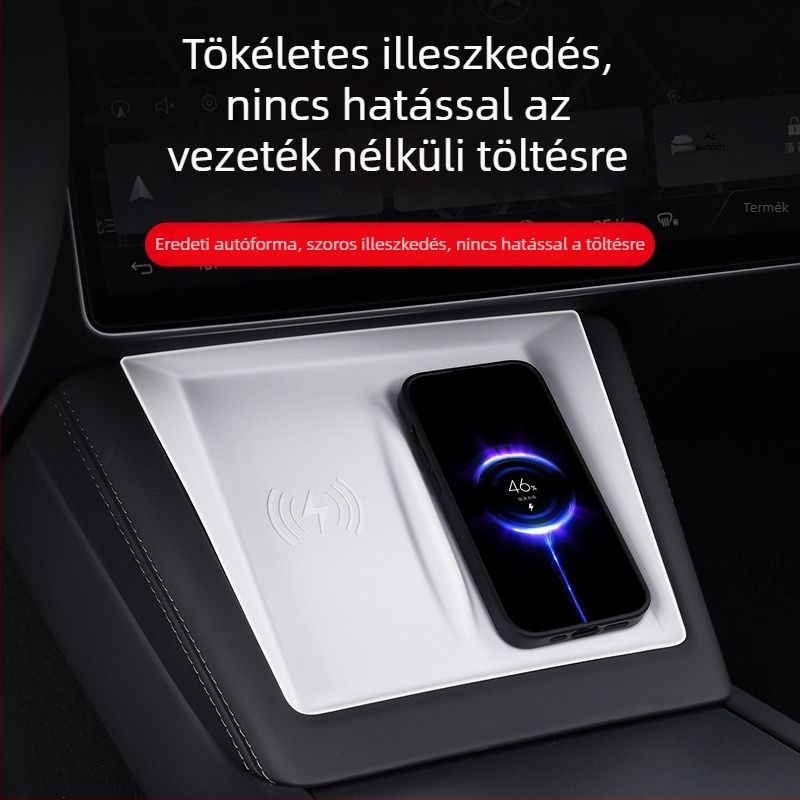 Szilikon központi konzol párna Tesla Model 3 (2023) — csúszásgátló, Pure márka, nyomtatott logó