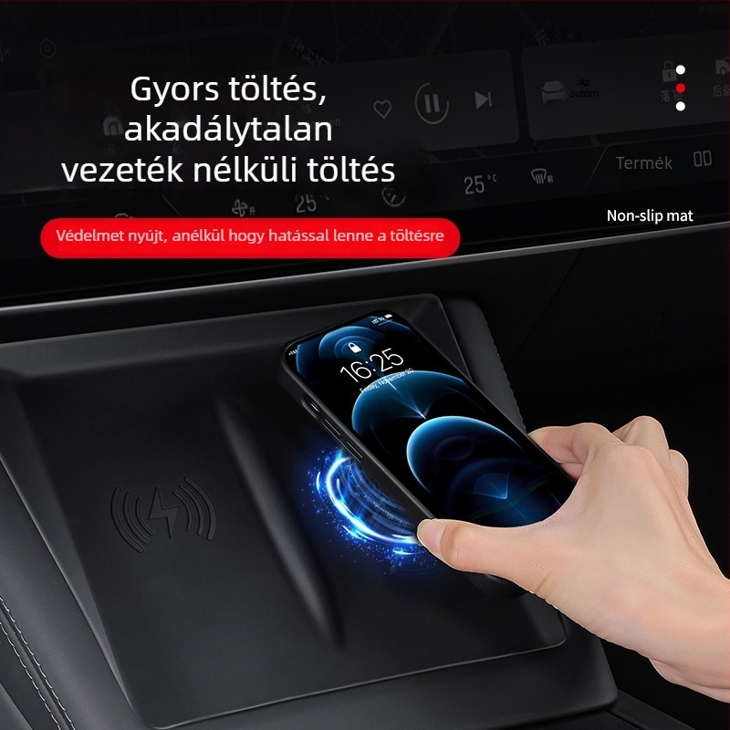 Szilikon központi konzol párna Tesla Model 3 (2023) — csúszásgátló, Pure márka, nyomtatott logó