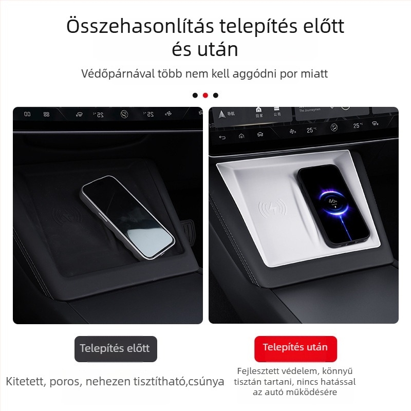Szilikon központi konzol párna Tesla Model 3 (2023) — csúszásgátló, Pure márka, nyomtatott logó