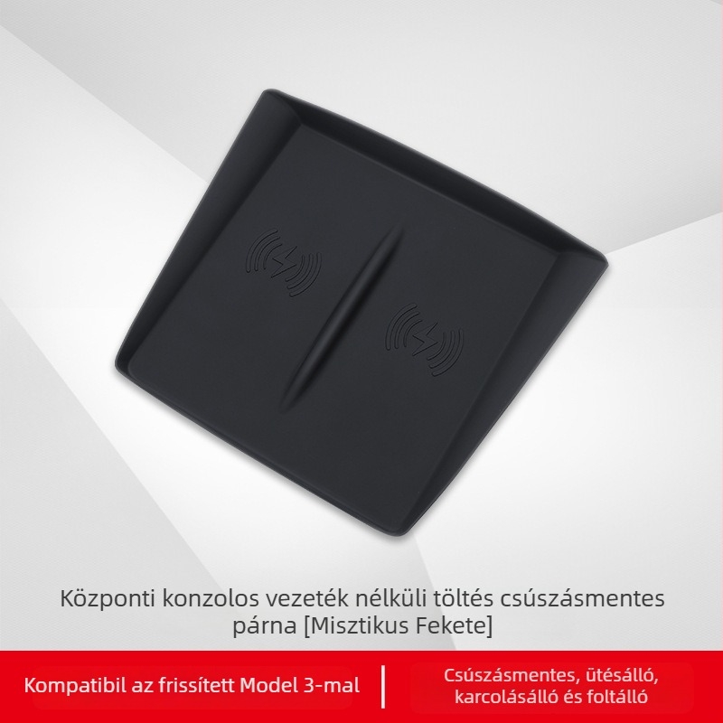 Szilikon központi konzol párna Tesla Model 3 (2023) — csúszásgátló, Pure márka, nyomtatott logó
