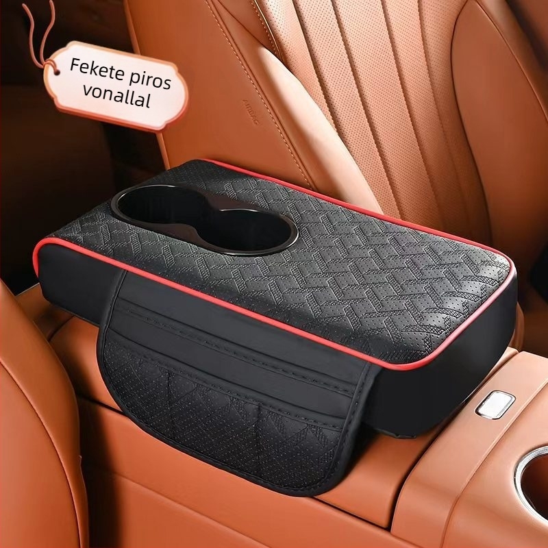 Bőr autóközponti kartámasz párna pohártartóval és tárolóval — Eredet Zhejiang; Márka: Qiteng car products; Kompatibilitás: Univerzális; Testreszabás: Lehetőség
