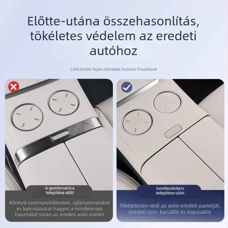 Xiaomi Yu7 központi vezérlő dekoratív matricái – szilikon, ragasztó nélküli védőpadok, karcolás elleni védelem a karfa alatti gombokhoz (Model YU7)