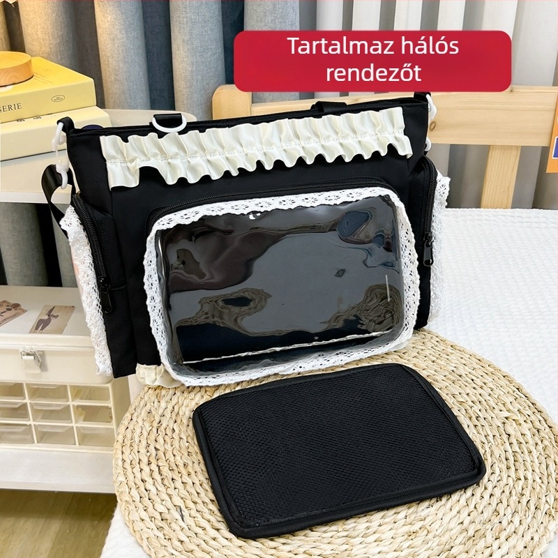 Crossbody táska nagy kapacitású - nylon, vízálló, bélés poliészter-pamut, nőknek, iskolai használatra