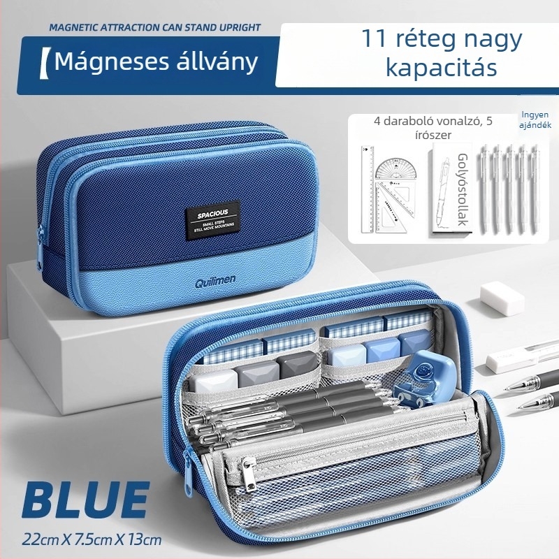 Kailiwen mágneses tolltartó, nagy kapacitású, függőleges kivitel, textil anyagú