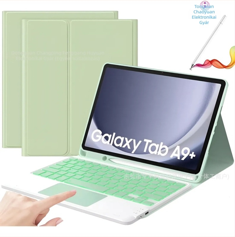 Samsung Galaxy Tab A9 Plus védőtok érintőpados, háttérvilágítású Bluetooth billentyűzettel (SM-X210/SM-X215)