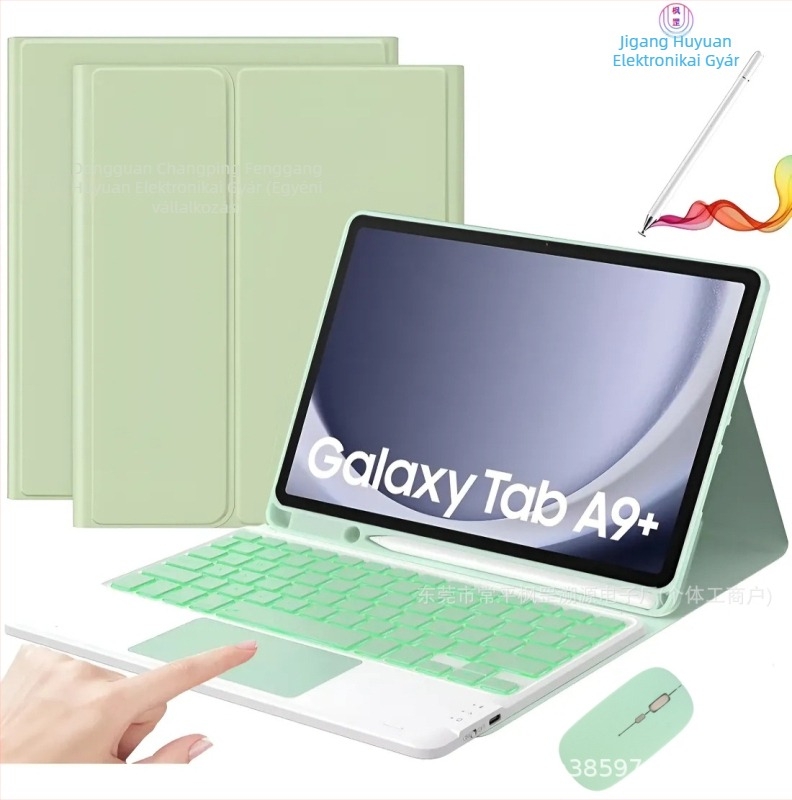Samsung Galaxy Tab A9 Plus védőtok érintőpados, háttérvilágítású Bluetooth billentyűzettel (SM-X210/SM-X215)