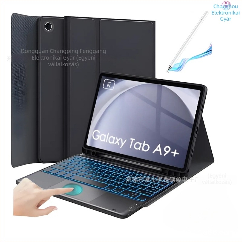 Samsung Galaxy Tab A9 Plus védőtok érintőpados, háttérvilágítású Bluetooth billentyűzettel (SM-X210/SM-X215)