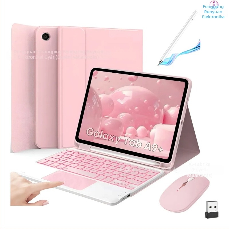 Samsung Galaxy Tab A9 Plus védőtok érintőpados, háttérvilágítású Bluetooth billentyűzettel (SM-X210/SM-X215)