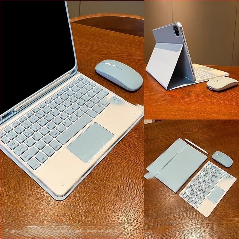 Bluetooth tabletához készült billentyűzet érintőpad és mágneses rögzítésével, azonnali párosítással, iPad és Android-kompatibilis