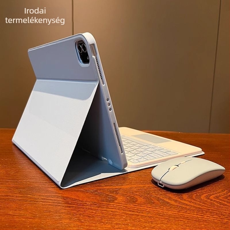 Bluetooth tabletához készült billentyűzet érintőpad és mágneses rögzítésével, azonnali párosítással, iPad és Android-kompatibilis