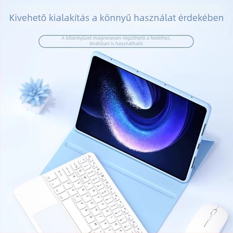 Bluetooth tabletához készült billentyűzet érintőpad és mágneses rögzítésével, azonnali párosítással, iPad és Android-kompatibilis