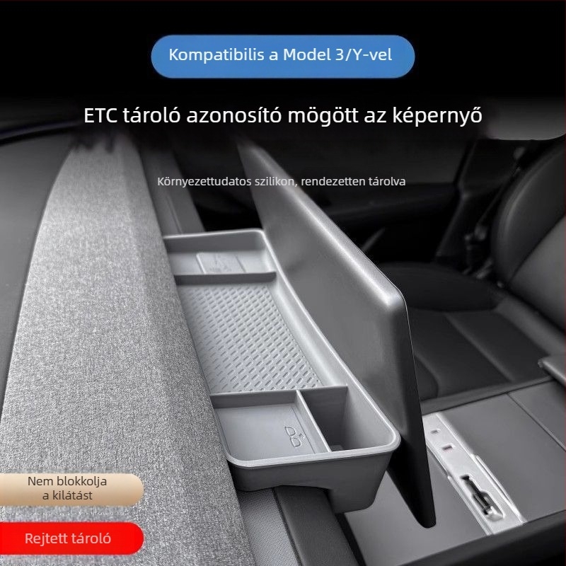 Tesla Model Y3 Középkonzol Hátsó Tároló Doboz szalvétatartóval és ETC Tálcával (Műanyag) – Kompatibilis a Tesla-val; Eredet: Guangzhou; Termékkód: 007