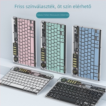 TM030 Átlátszó Bluetooth billentyűzet három módú, Type-C csatlakozás, RGB világítás, ergonómikus, hordozható, 232 g