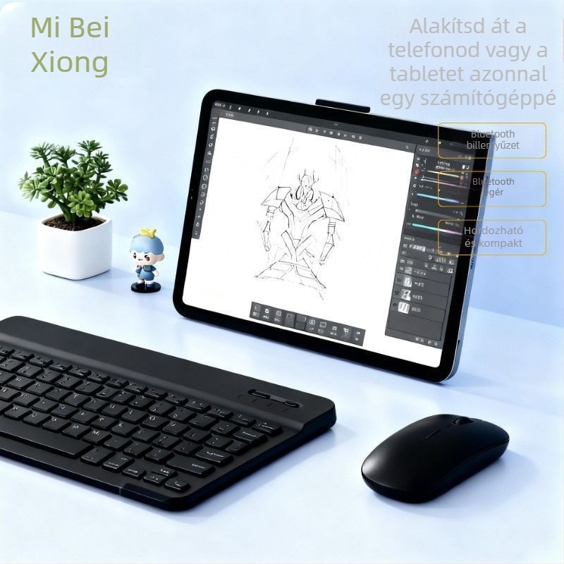Bluetooth okos billentyűzet Apple készülékekhez — ultra vékony, vezeték nélküli billentyűzet tabletekhez és telefonokhoz; kompatibil Huawei és Xiaomi táblagépekkel