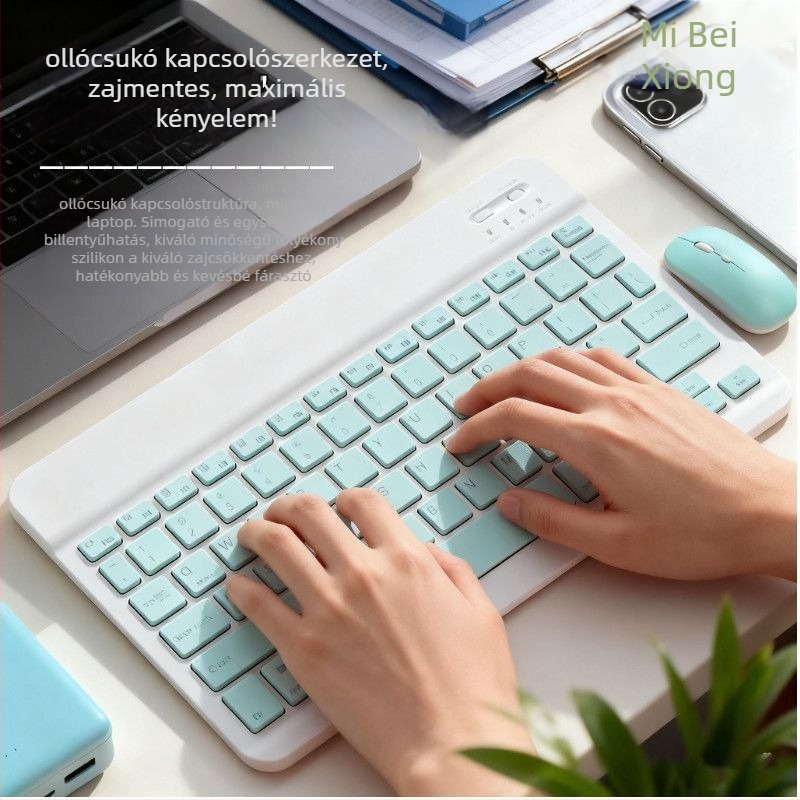 Bluetooth okos billentyűzet Apple készülékekhez — ultra vékony, vezeték nélküli billentyűzet tabletekhez és telefonokhoz; kompatibil Huawei és Xiaomi táblagépekkel