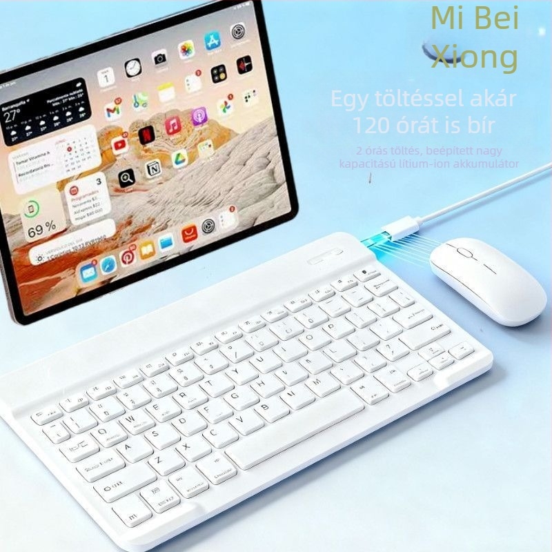 Bluetooth okos billentyűzet Apple készülékekhez — ultra vékony, vezeték nélküli billentyűzet tabletekhez és telefonokhoz; kompatibil Huawei és Xiaomi táblagépekkel