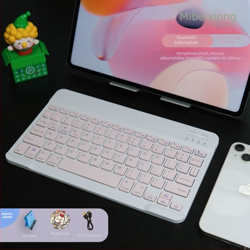 Bluetooth okos billentyűzet Apple készülékekhez — ultra vékony, vezeték nélküli billentyűzet tabletekhez és telefonokhoz; kompatibil Huawei és Xiaomi táblagépekkel