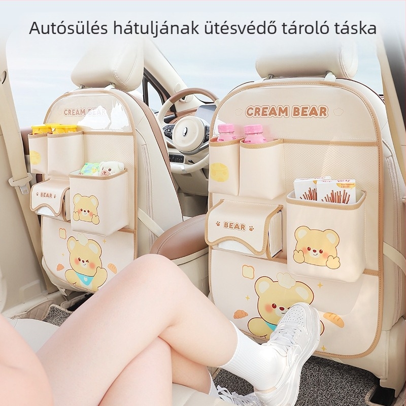 Autóülés hátulsó tároló táska, bőr, akasztós típus, univerzális illeszkedés, vízálló és nyomásálló