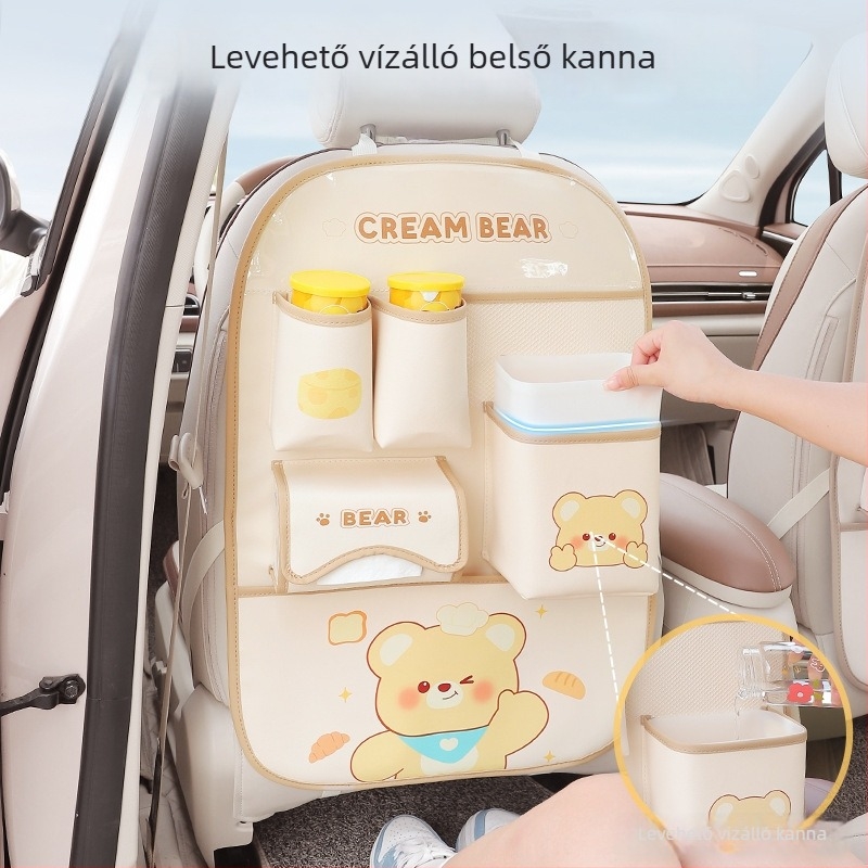 Autóülés hátulsó tároló táska, bőr, akasztós típus, univerzális illeszkedés, vízálló és nyomásálló