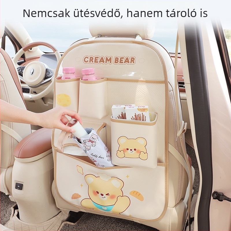 Autóülés hátulsó tároló táska, bőr, akasztós típus, univerzális illeszkedés, vízálló és nyomásálló