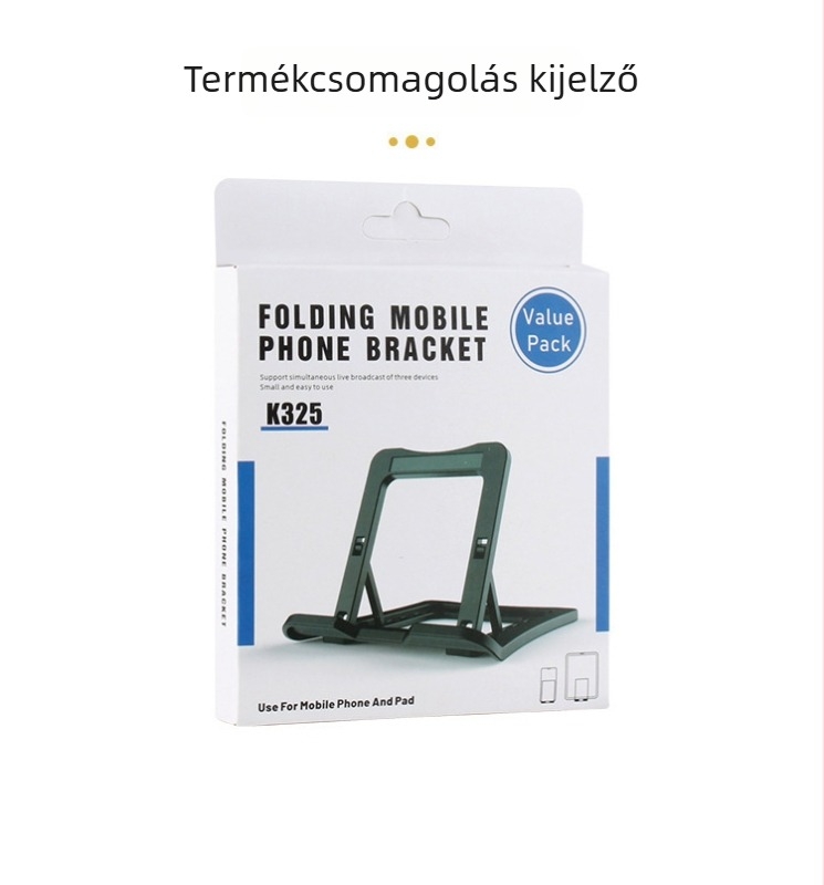 Összecsukható asztali állvány telefonokhoz és táblagépekhez, Modell K325, műanyag