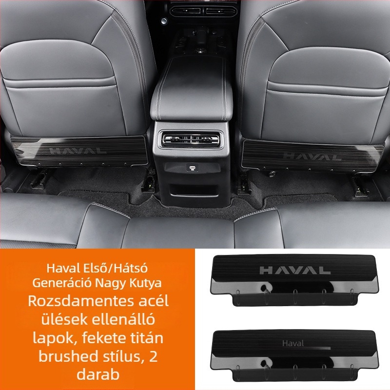 Rozsdamentes acélból készült ülésvédő panel anti-kick a Haval Big Dog / Raptors (hátsó rész) szöveges logóval
