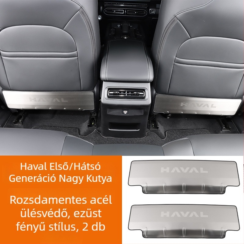 Rozsdamentes acélból készült ülésvédő panel anti-kick a Haval Big Dog / Raptors (hátsó rész) szöveges logóval