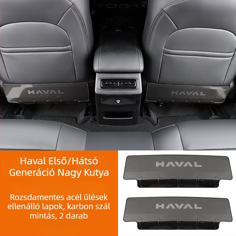 Rozsdamentes acélból készült ülésvédő panel anti-kick a Haval Big Dog / Raptors (hátsó rész) szöveges logóval