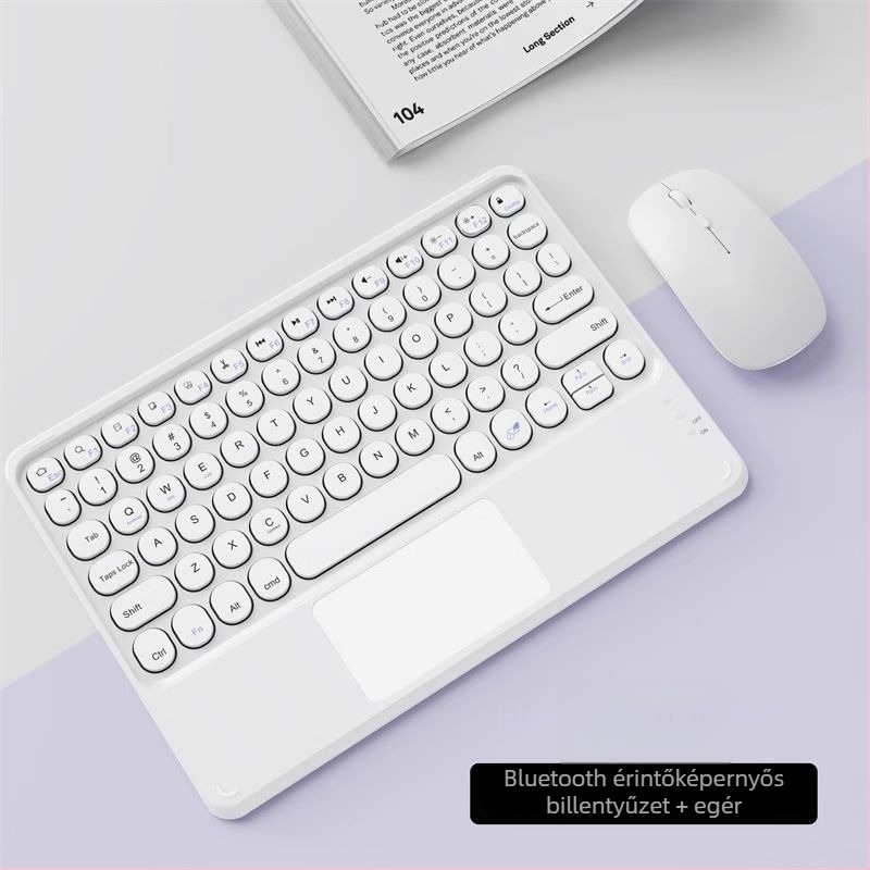 Vezeték nélküli Bluetooth billentyűzet és egér numerikus billentyűzettel; kompatibil Apple iPad, Huawei táblagépekkel és Android telefonokkal; Bluetooth csatlakozás; csendes töltés