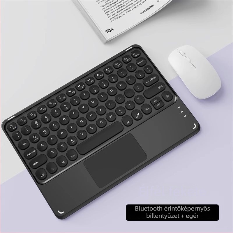 Vezeték nélküli Bluetooth billentyűzet és egér numerikus billentyűzettel; kompatibil Apple iPad, Huawei táblagépekkel és Android telefonokkal; Bluetooth csatlakozás; csendes töltés
