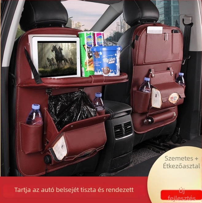 Bőr autóülés hátulsó tároló taska — Univerzális, Fogantyúval, Akasztásra