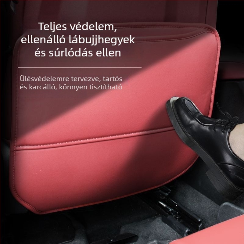 Autóüléshez pamutból készült védő párna a hátsó üléshez, gyermekvédő, tárolózsebbel, porvédő