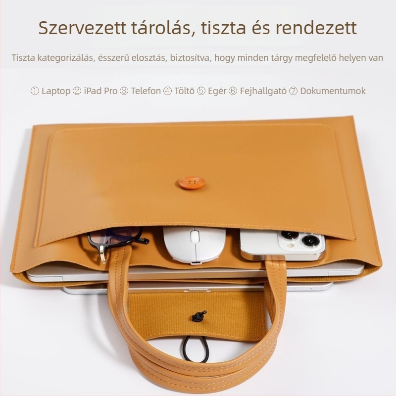 Laptop táska MacBook 13 és Huawei MateBook 14-hez, PU anyag, PU bélés, megjelenés 2025 tavaszán