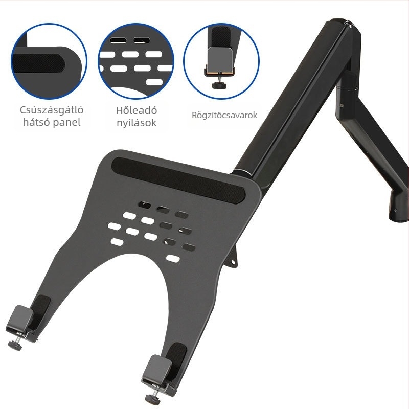 Laptop állvány hidegen hengerelt acélból, kompatibil 10–16 hüvelykes laptopokkal, súly 1.0 kg, márka Three Strategies