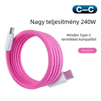 Kétoldalas Type-C mágneses töltő- és adatkábel tablettákhoz, 100W, 1–2 m, szövött kivitel