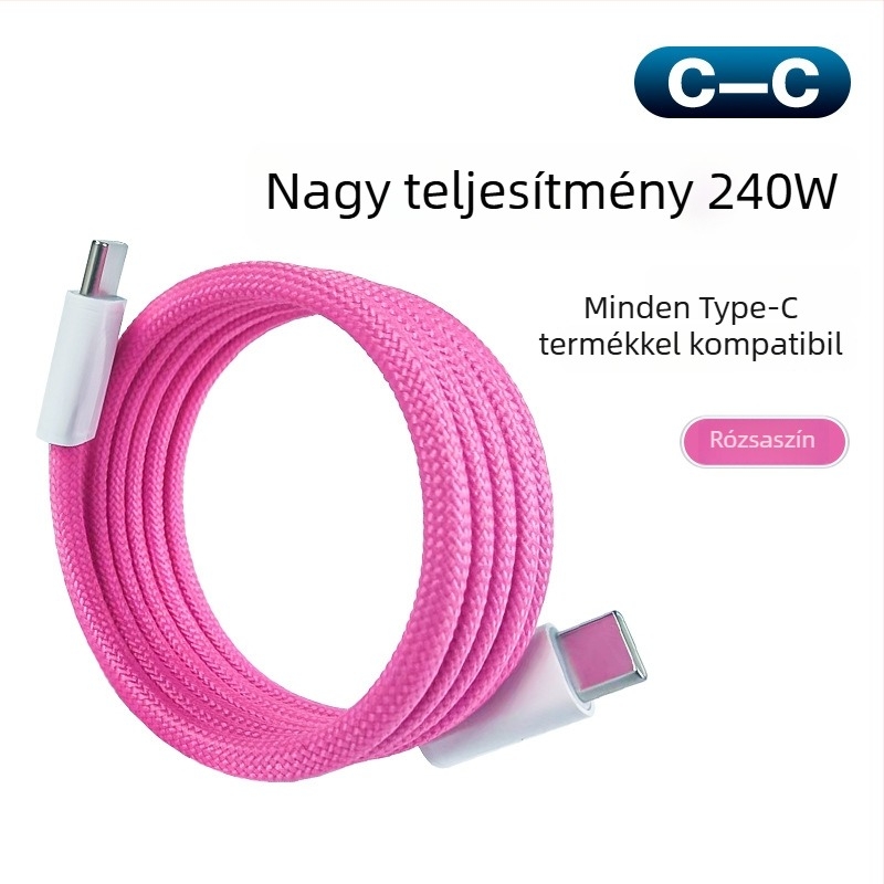 Kétoldalas Type-C mágneses töltő- és adatkábel tablettákhoz, 100W, 1–2 m, szövött kivitel