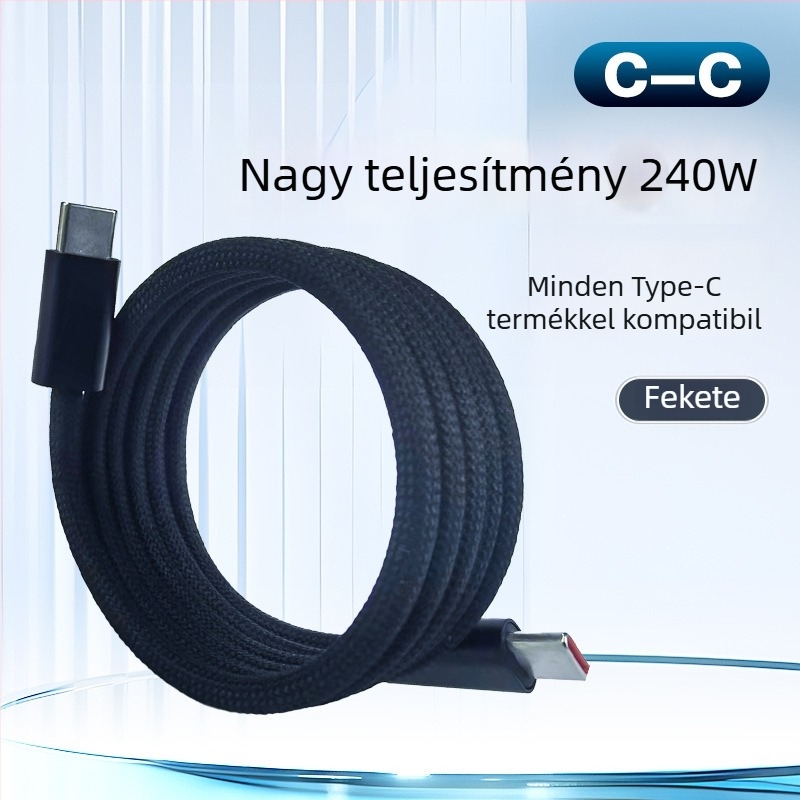 Kétoldalas Type-C mágneses töltő- és adatkábel tablettákhoz, 100W, 1–2 m, szövött kivitel