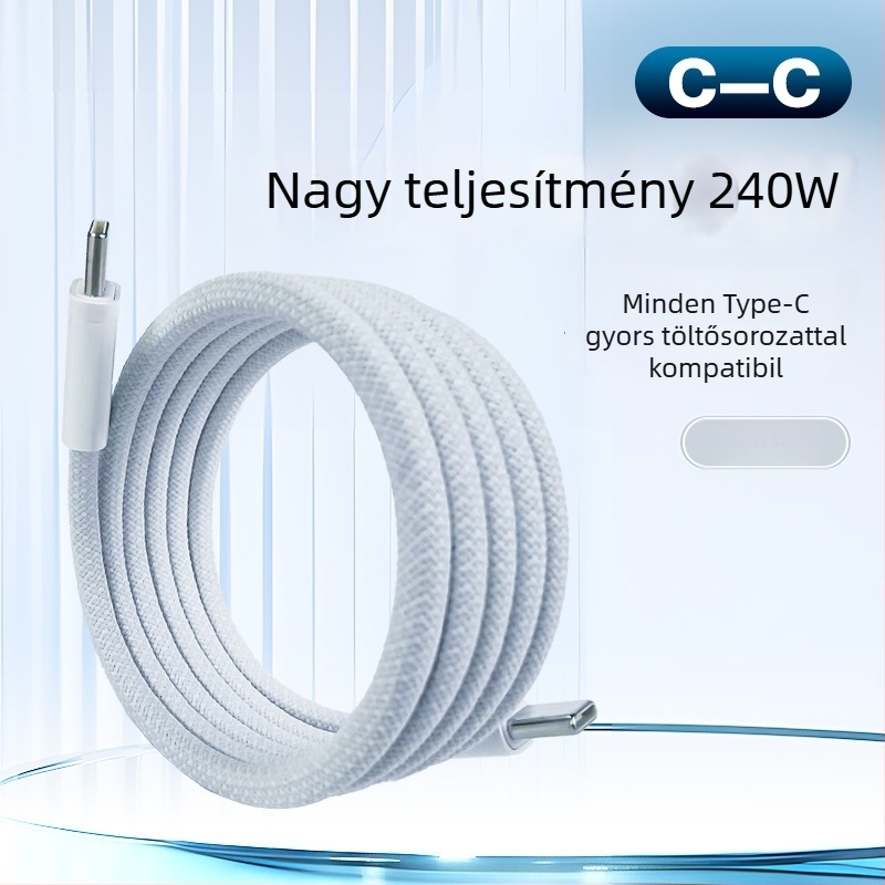 Kétoldalas Type-C mágneses töltő- és adatkábel tablettákhoz, 100W, 1–2 m, szövött kivitel