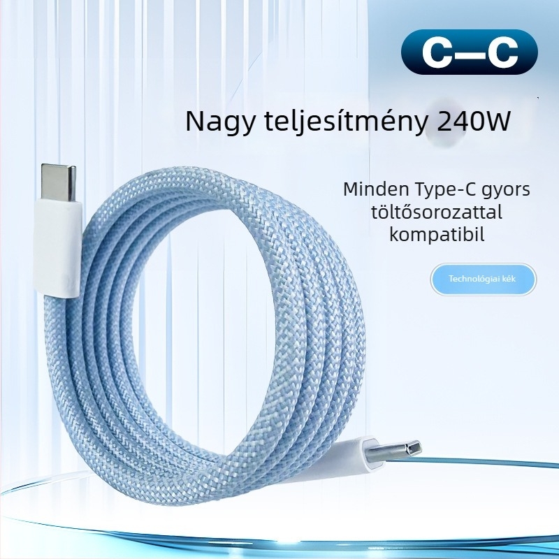 Kétoldalas Type-C mágneses töltő- és adatkábel tablettákhoz, 100W, 1–2 m, szövött kivitel