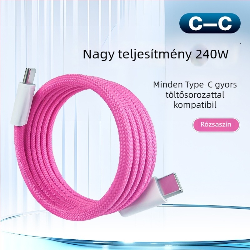 Kétoldalas Type-C mágneses töltő- és adatkábel tablettákhoz, 100W, 1–2 m, szövött kivitel